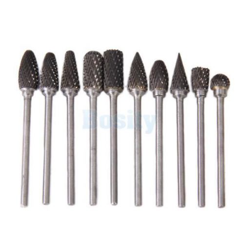 10pcs tungsten carbide rotary burr drill grinding head 6mm dia. double cut burrs for sale