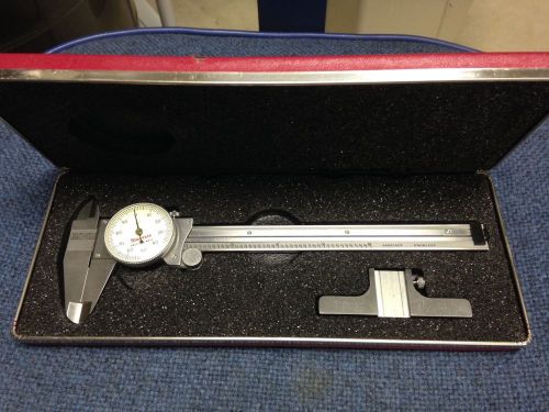 Starrett 6&#034; dial caliper # 120a-6 with 120d depth attachment - mint for sale