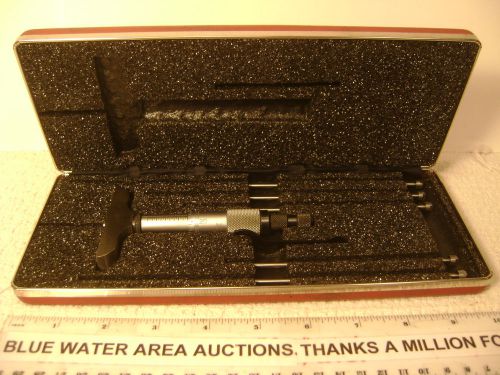 Starrett depth micrometer set # 440, 0&#034; - 6&#034;, .001&#034;, 2 1/2&#034; head, ratchet, exlnt for sale