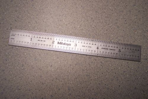 Mitutoyo 6 inch sae and 150mm metric tempered stainless scale rule #182-105 for sale