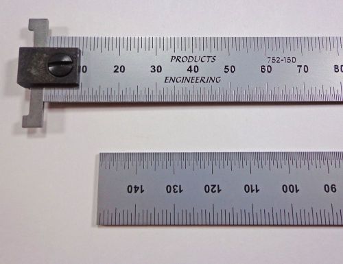 Pec usa 150 mm hook rule /rule rigid satin metric machinist scale .5mm,  mm for sale