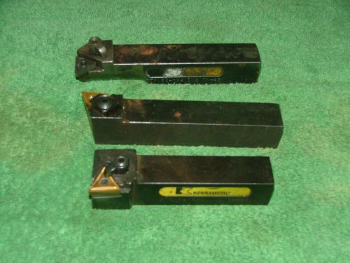 3 Kennametal Indexable Carbide Insert Lathe Tools, 1&#034; square Shank