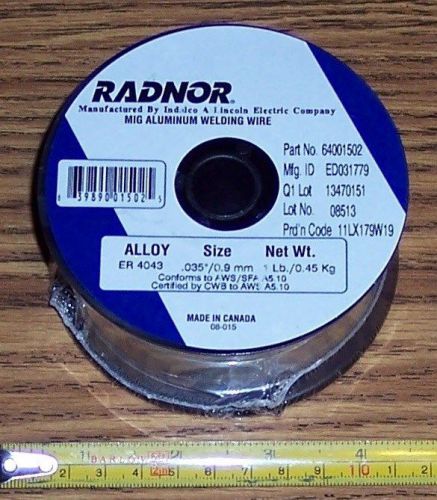 RADNOR - MIG ALUMINUM WELDING WIRE - 1 ROLL .035/0.9MM 1LB P/N 64001502