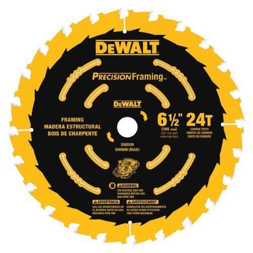 Dewalt dw9199 6-1/2-inch 24t precision framing kerf saw blade new for sale