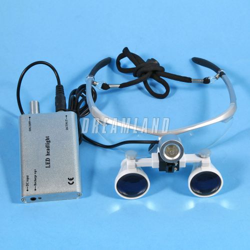 Silver Color 3.5X Dental Surgical Binocular Loupes + LED Headlight Lamp