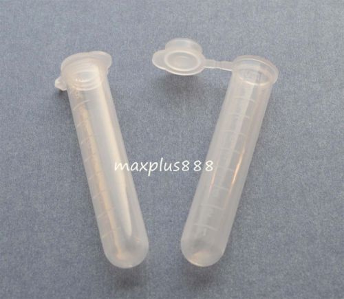 200pcs 10ml NEW Cylinder Bottom Micro Centrifuge Tubes w Caps Clear