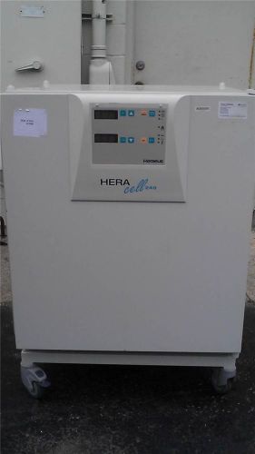 Hera cell 240 co2 incubator by heraeus with copper trays on wheels cart for sale