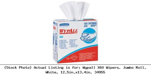 Wypall X60 Wipers, Jumbo Roll, White, 12.5in.x13.4in. 34955 Lab Safety Unit