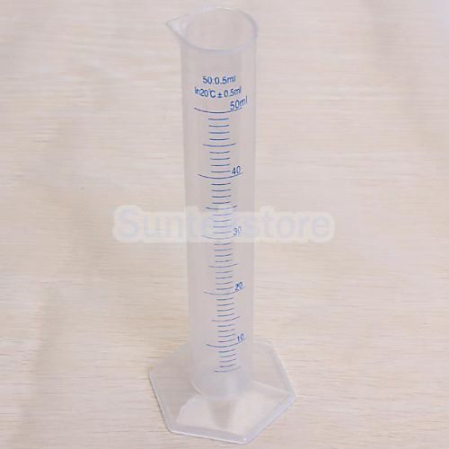 50ml transparent graduated laboratory lab test measuring plastic cylinder for sale