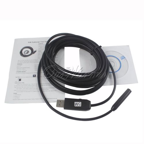 New 5M 4LED 10mm Waterproof USB Borescope Endoscope Inspection Tube Snake Camera