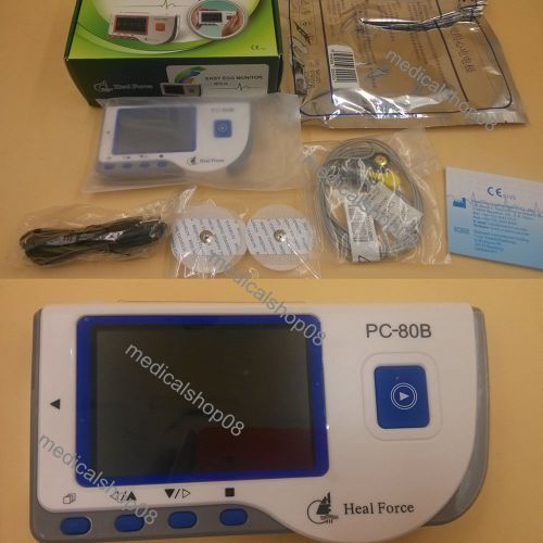 Pc-80b handheld ecg/ekg monitor color screen w/disposable snap electrodes for sale