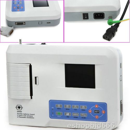 Portable 3 Channel 3.5 inch Color LCD Digital Electrocardiograph ECG Machine EKG