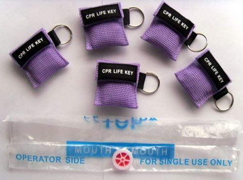 100pcs/lots purple cpr mask with keychain cpr face shield aed for trainer for sale