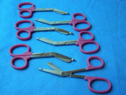 6-Lister Bandage Nurse Scissors 5.5&#034;-Color Handles(Rose Pink)One Large Ring