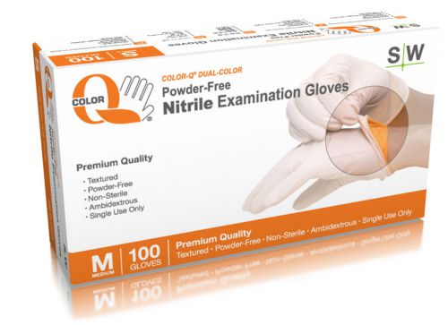 DUAL-Color White&amp;Orange Disposable Nitrile Latex-free 1000 Gloves ALL SIZES