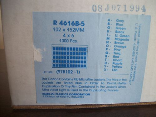 Box of Rib Microfilm Jackets 4 x 6 Kleer-Vu Plastics R 4616B-5 1000 Pieces