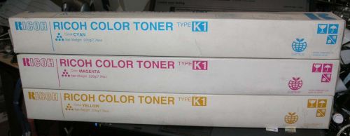 RICOH K1 Color Toner Set CYAN/MAGENTA/YELLOW  Set of 3 New Toner Sold as 1 Lot