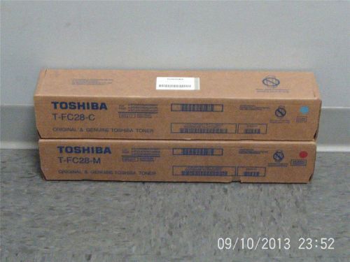 2 New Genuine Toshiba Toner Cartridges type T-FC28 1C 1M