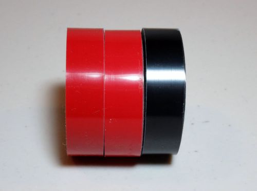 ROTEX - 1/2&#034; Embossing TAPE for making labels - Lot of 3 ROLLS (2-Red, 1-Black)