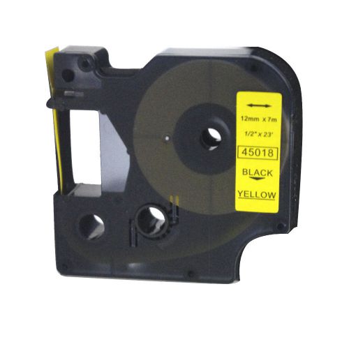 2PK Black on Yellow compatible label tape for Dymo D1 45018 (1/2&#034;X23 ft)