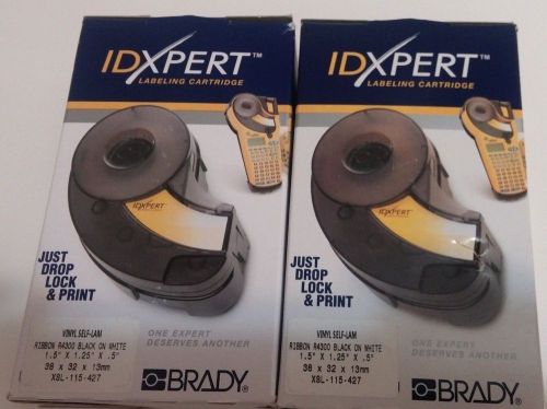 Lot of 2 -- Brady XSL-115-427 Idxpert Vinyl lables 1.25&#034; Height, 1.5&#034; Width