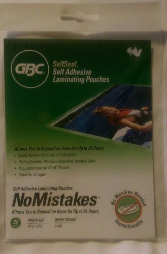 GBC Self Seal/Self Adhesive Repositionable Photo-size Laminating Pouches– 5 Pack