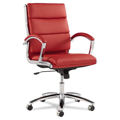 NEW Alera Neratoli Mid-Back Swivel/Tilt Chair, Red Soft-Touch Leather ALE-NR4239