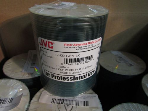 2 x JVC Thermal Hub Printable CD-R Media Discs 100-Pack White 700mb 52x 80 min