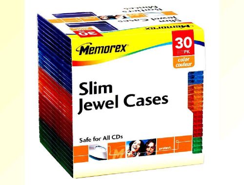 Memorex Slim Jewel Cases 30 pk - COOL COLORS!  NEW &amp; SEALED!  MBG!