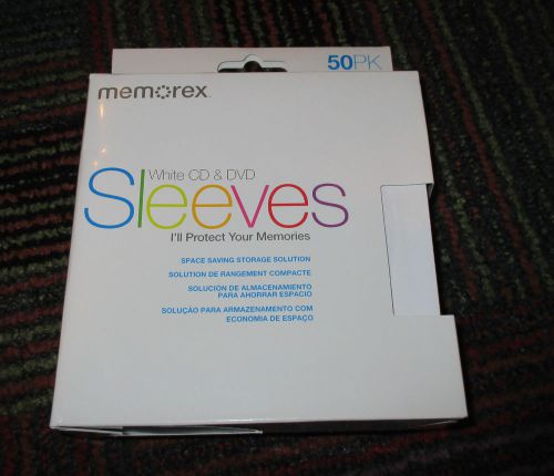 NEW 50-PACK MEMOREX WHITE CD &amp; DVD PAPER SLEEVES, NEW READY TO GO