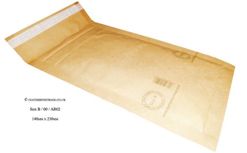 50 FeatherpostBags Kraft AR02 B/00 Mailer Bubble Lined Bags 115mm  x 220mm