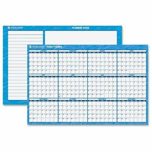 2015 AT A GLANCE  Horizontal Dry Erase Wall Planner Year View Calendar 48&#034; x 32&#034;