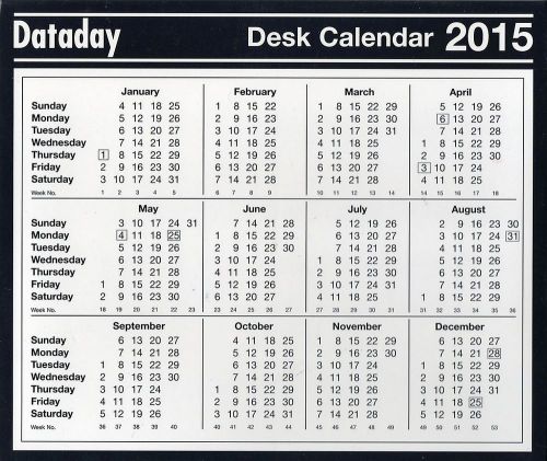 Desk calendar, year to View, Dataday 2015