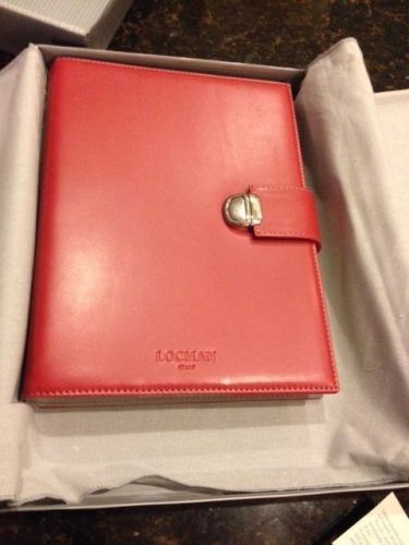 LOCMAN Brand NEW Leather Planner/Organizer -  Burgundy/ RED &amp; silver inside