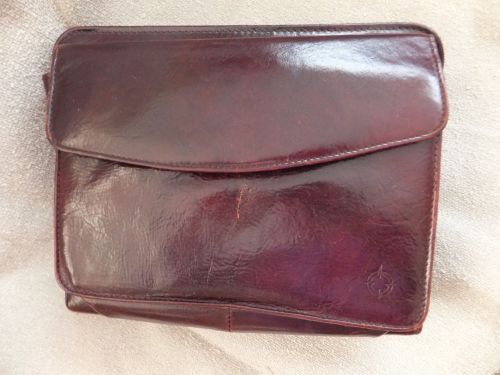 Franklin planner portfolio wine leather zippered brief traveling writers book for sale