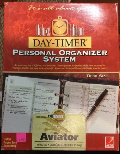 Day Timer Deluxe Edition Personal Organizer System Tan Zippered 8x10.5 Leather