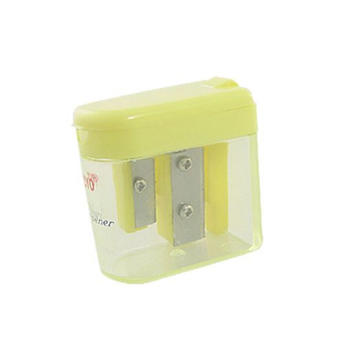 Yellow clear double holes flip top pencil sharpener for sale