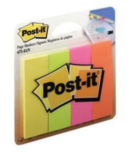 Post-it Page Markers 1/2&#039;&#039; x 2&#039;&#039; Assorted Neon 5 Count 100 Sheets