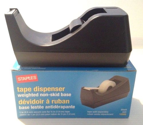 STAPLES. TAPE DISPENSER.1&#034; Core, Weighted Non-Skid Base, Black....