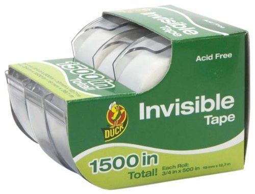 Scotch Tape Invisible Magic Tape Duck Brand 3/4&#034; x 500&#034;  1500&#034; Total 3 Roll Ct.