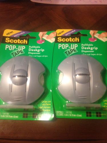 (2) Scotch Pop-Up Tape Refillable Deskgrip Dispenser and Refill (98-GS)