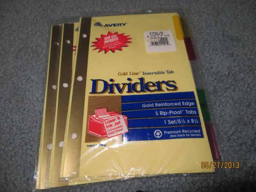 Avery Dividers, 5 rip-proof tabs, 3 sets 5 1/2 X 8 1/2,