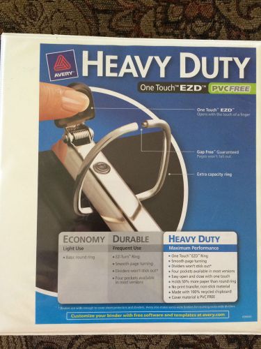 NEW Avery Heavy Duty One Touch EZD PVC Free 3 Slant D Ring Binder 1&#034; White