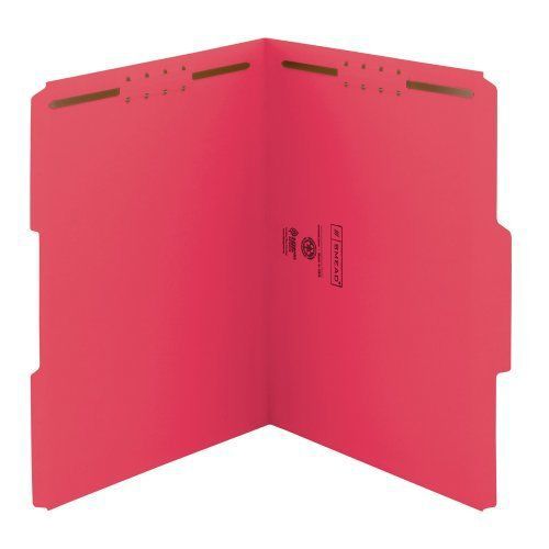 Smead 12741 Red 100% Recycled Colored Fastener File Folders - Letter (smd12741)