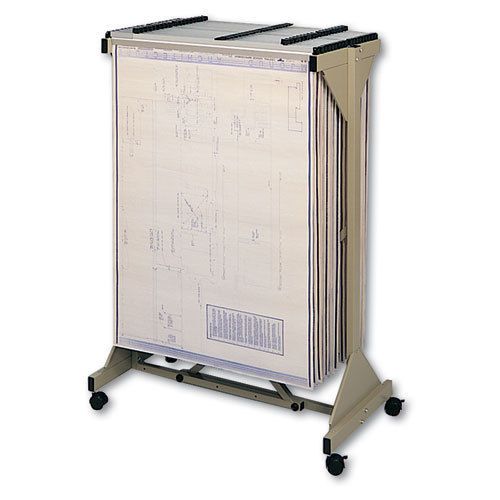 Mobile Plan Center Sheet Rack, 18 Hanging Clamps, 43-3/4 x 20-1/2 x 51, Sand