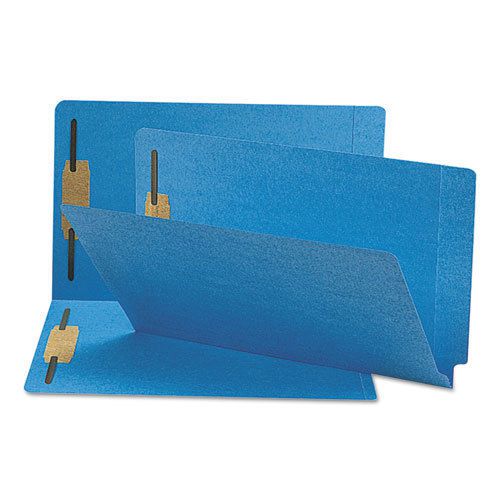 Two-inch capacity fastener folders, straight tab, legal, blue, 50/box for sale
