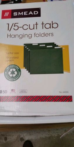 Smead 1/5-Cut Tab Hanging  Folders 50 count Letter Size Green