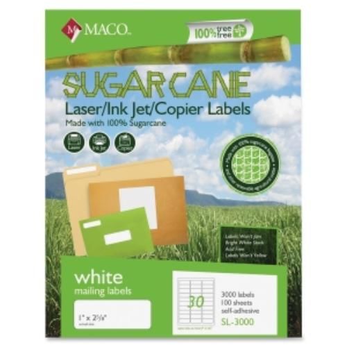 Maco printable sugarcane mailing labels - 1&#034; width x 2.63&#034; length - (msl3000) for sale