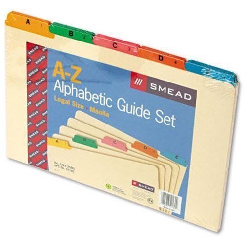 NEW Smead 52180 Recycled Top Tab Guides, Alpha, 1/5 Tab, Manila/Color Poly,