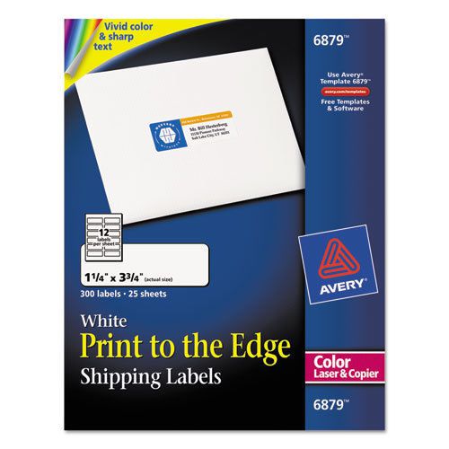 Shipping Labels for Color Laser &amp; Copier, 1-1/4 x 3-3/4, Matte White, 300/Pack